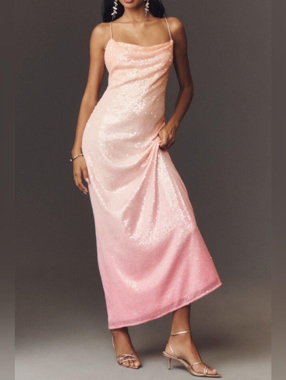 Anthropologie BHLDN Maxi Sleeveless Sequin Ombre Dress. Gown